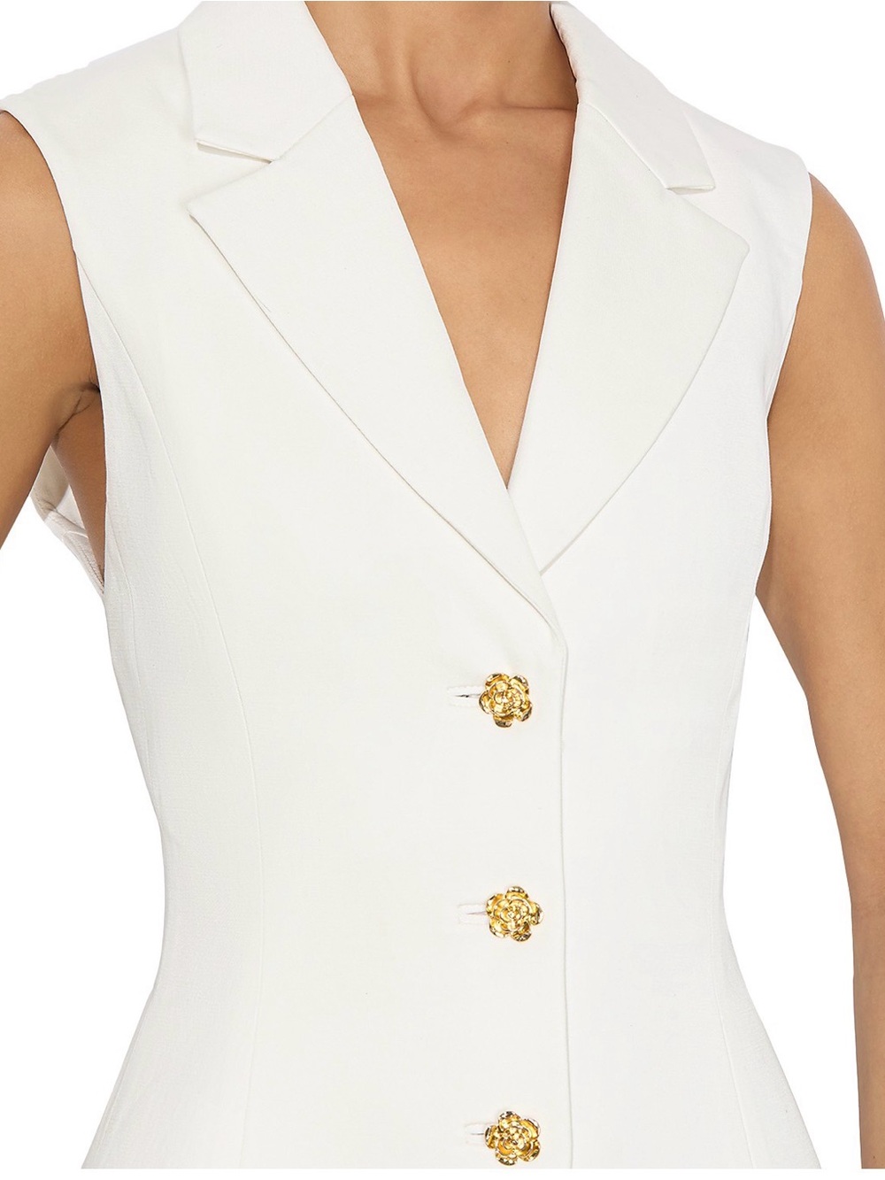 NWT Alice + Olivia Sammie Sculpted Blazer Vest Size 0 White Gold Rose Buttons